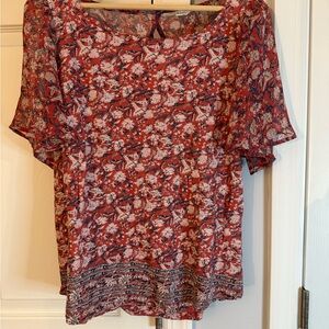 Lucky Brand Red Floral Blouse